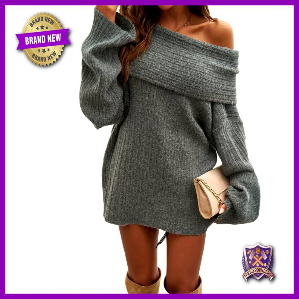 Oversized Off Shoulder Pullover Sweater Loose Fit Long Sleeve Fall Winter Top